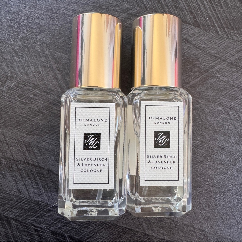 Jo Malone Silver Birch & Lavender Cologne Duo — Clear & Gold Caps 9ml Each